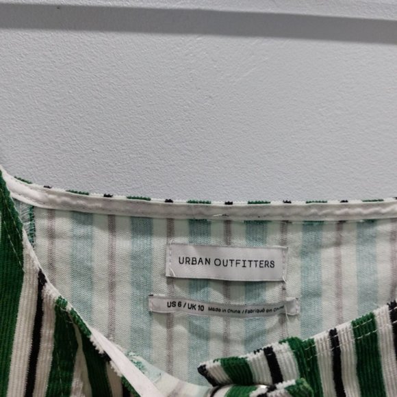 Urban Outfitters Green Pinstripe Retro Corduroy Dress Size 6 - Picture 4 of 7